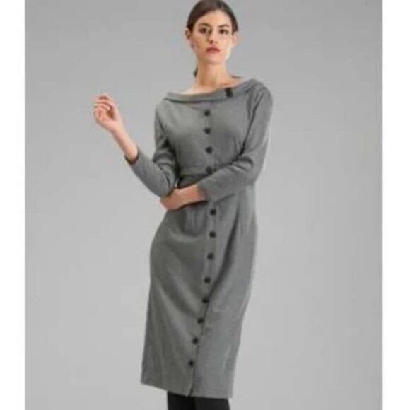 Vintage Marc Jacobs Light Grey Wool Blend Wiggle Dress Sz 4 Retro Preppy - Picture 12 of 12